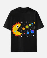 Big Men's Fashion Cartoon Funny Universe Planets Printed Casual Short Sleeve T-shirt